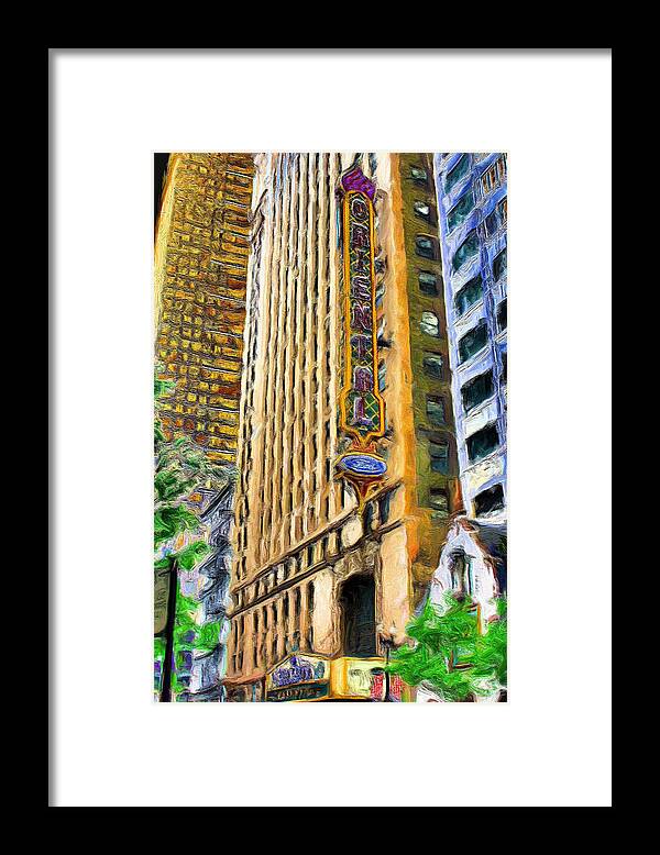 Oriental Theatre Of Chicago Framed Print featuring the painting Oriental Theater of Chicago by Ely Arsha