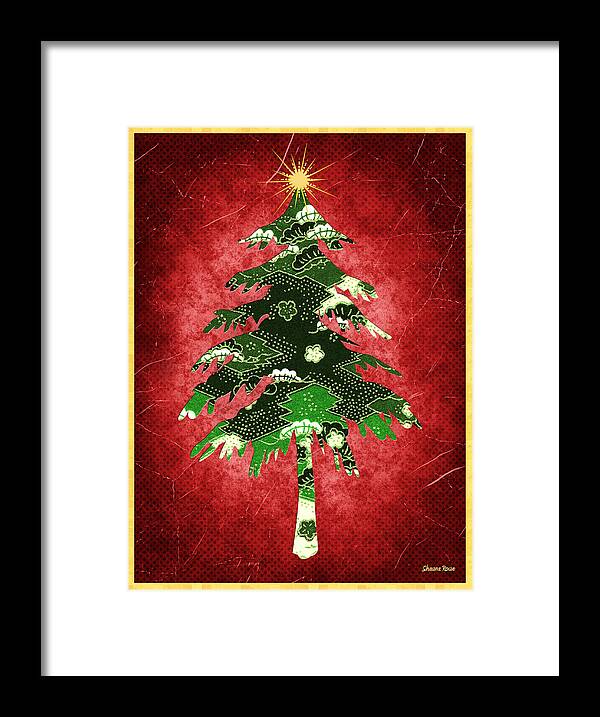 Christmas Tree Framed Print featuring the digital art Origami Christmas Tree by Shawna Rowe