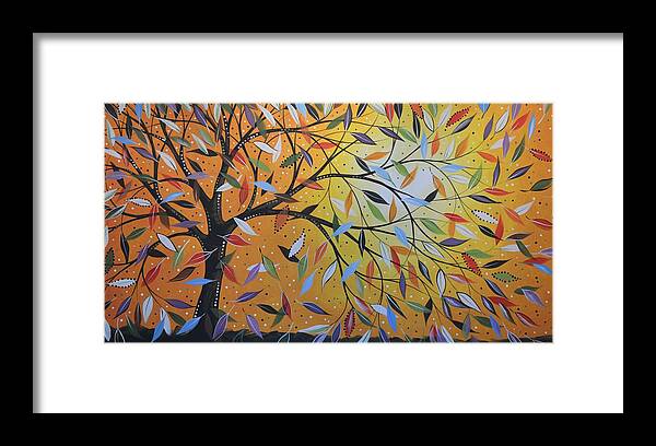 Nature Framed Print featuring the painting Original Abstract Painting Landscape Print ... Into the Wind by Amy Giacomelli