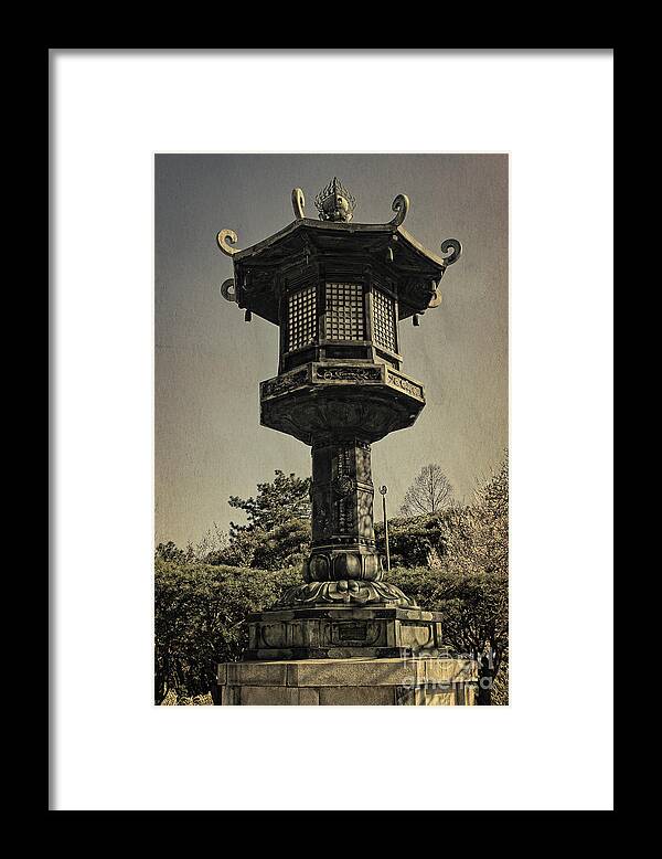 Temple Framed Print featuring the photograph Ornate Lamp Post In Front of a Buddhist Temple by Beverly Claire Kaiya