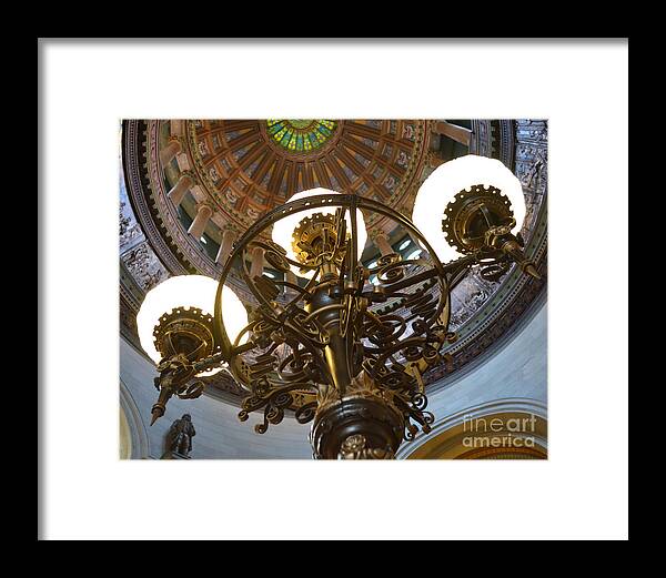 Illinois State Capitol Building Framed Print featuring the photograph Ornate Lighting - Sprngfield Illinois Capitol by Luther Fine Art