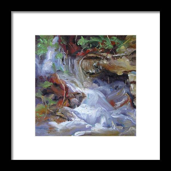Rain Framed Print featuring the painting Osage Creek Waterfall by Vicki Ross