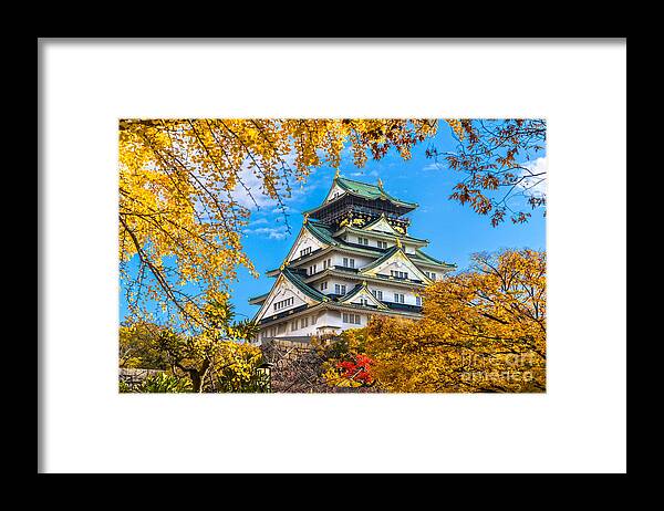 Osaka Framed Print featuring the photograph Osaka Castle in Osaka - Japan by Luciano Mortula