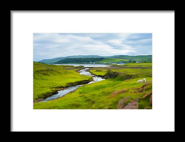 Highlands Framed Print featuring the photograph Osdale River leading into Loch Dunvegan in Scotland by Neil Alexander Photography