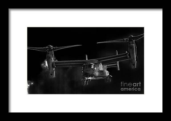 Vtol Framed Print featuring the photograph Osprey Night Ops by Ray Shiu