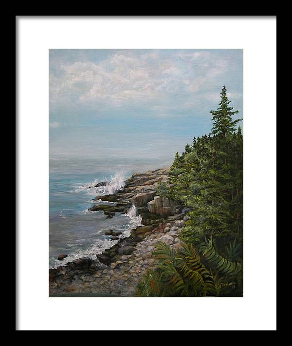 New England Framed Print featuring the painting Otter Point - New England by Sandra Nardone