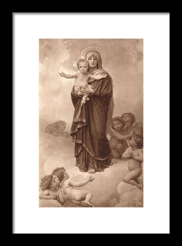Notre-dame Des Anges Framed Print featuring the digital art Our Lady of the Angels by William Bouguereau