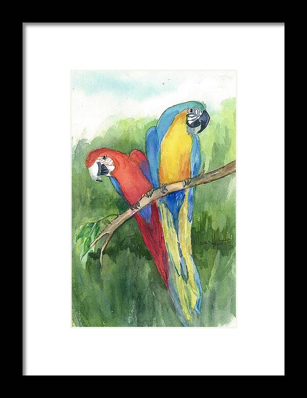 Birds Framed Print featuring the painting Lunch in the Wild by Maria Hunt
