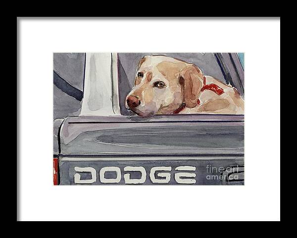 Yellow Dog Framed Print featuring the painting Out of Dodge by Molly Poole