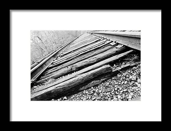 Broken Train Tracks Framed Print featuring the photograph Out of Order by Jessica Brown