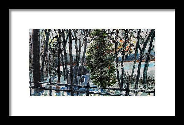 Walden Pond Framed Print featuring the painting Out of the Woods at Walden Pond by Rita Brown