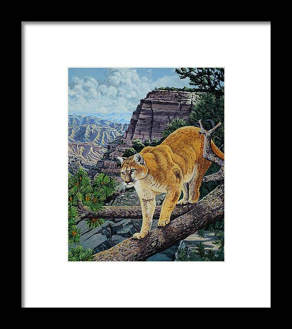 Landscape Framed Print featuring the painting Out On a Limb by Timithy L Gordon