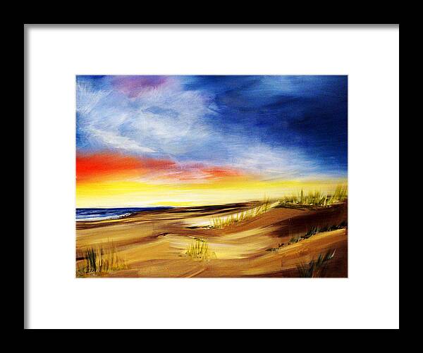 Outer Banks Framed Print featuring the painting OUTER BANKS High Color Extra Large Beach North Carolina by Katy Hawk