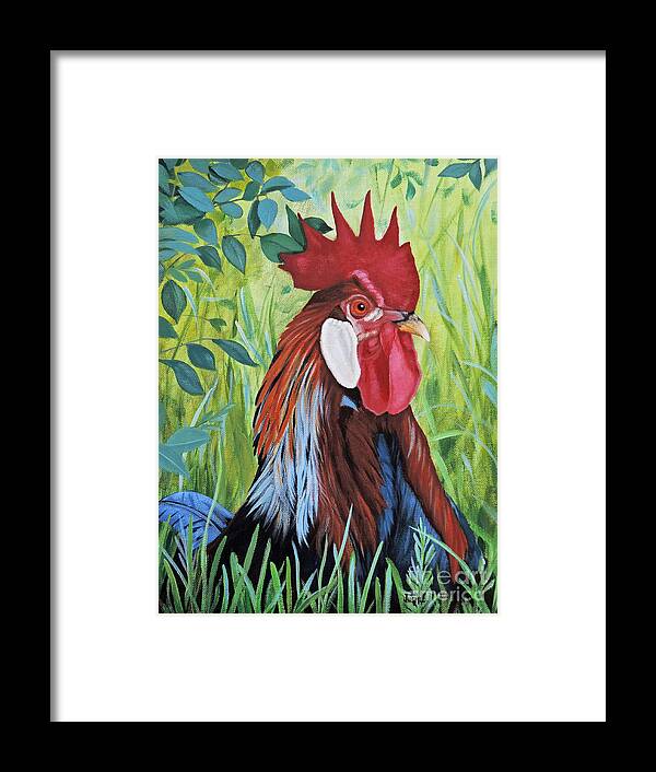 Outlaw Rooster Painting Framed Print featuring the painting Outlaw Rooster by Jimmie Bartlett