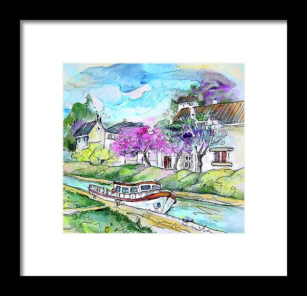 Travel Framed Print featuring the painting Ouzouer sur Trezee in France 01 by Miki De Goodaboom