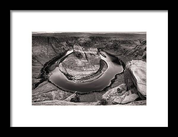 Horseshoe Framed Print featuring the photograph Overcast at Horseshoe Bend by Brad Brizek