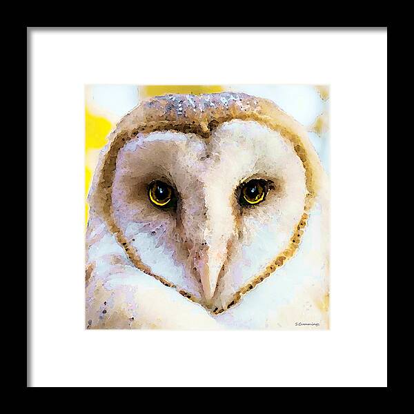 Owl Framed Print featuring the painting Owl Art - Soft Love by Sharon Cummings