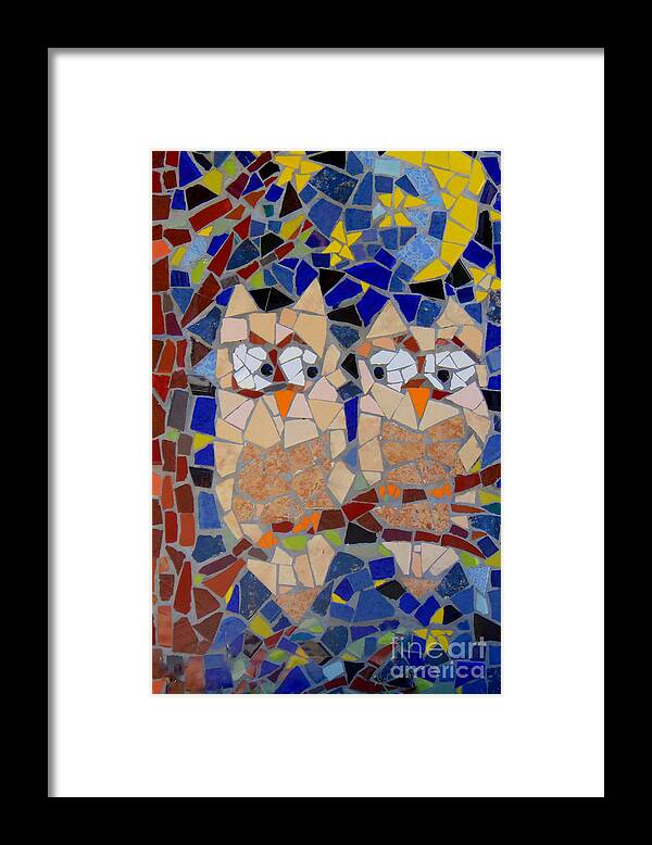 Owl Framed Print featuring the painting Owl Mosaic by Lou Ann Bagnall