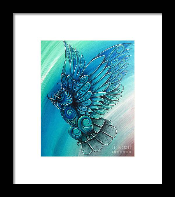 Owl Framed Print featuring the painting Owl by New Zealand Artist Reina Cottier by Reina Cottier
