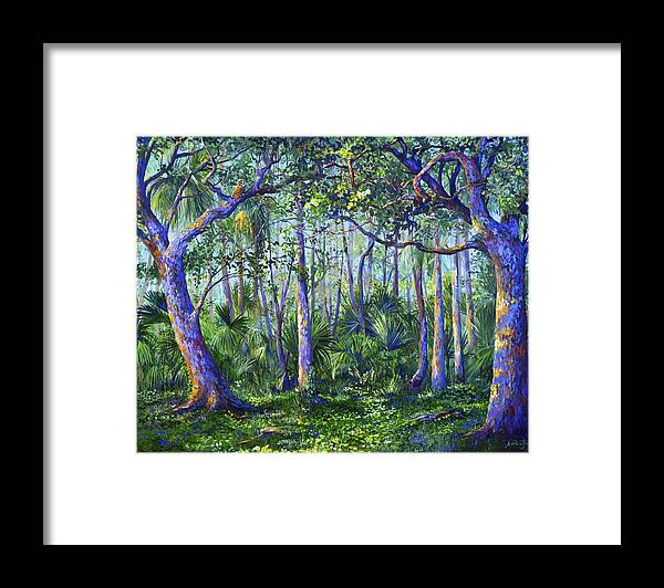 Florida Framed Print featuring the painting Owl Woods by AnnaJo Vahle