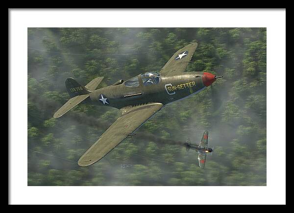 Wwii Framed Print featuring the digital art P-39 Airacobra vs. Zero by Robert D Perry