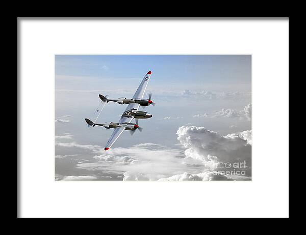 Lockheed P38 Lightning Framed Print featuring the digital art P38 Patrol by Airpower Art