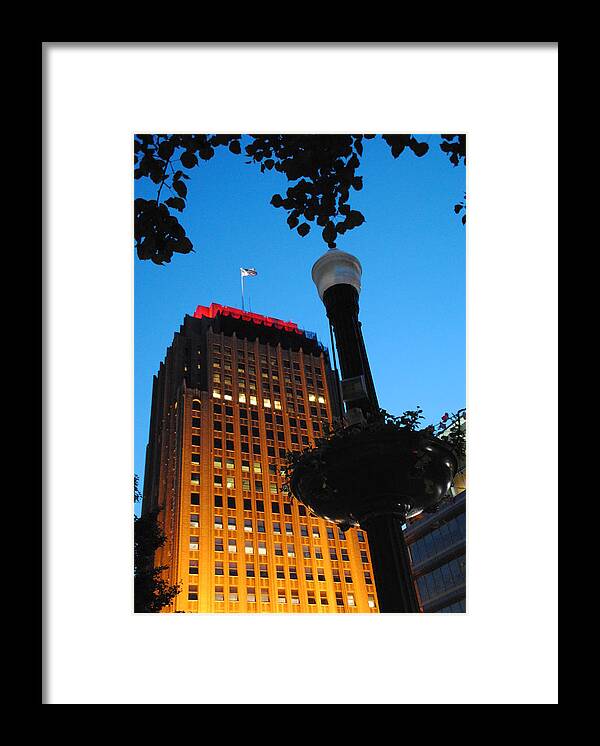 High Places Framed Print featuring the photograph Pa Power Light and Allentown symbol by Jacqueline M Lewis