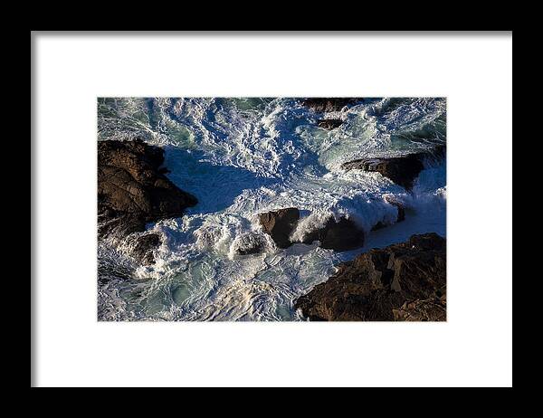 Gorgeous Framed Print featuring the photograph Pacific Ocean Against Rocks by Garry Gay