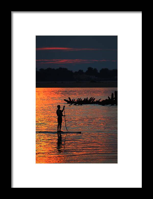 Paddleboard Framed Print featuring the photograph Paddleboard Port Jefferson New York by Bob Savage