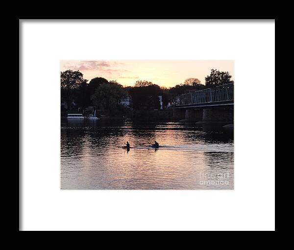 Boats Framed Print featuring the photograph Paddling for Home by Christopher Plummer
