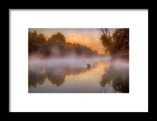 2013 Framed Print featuring the photograph Paddling in Mist by Robert Charity