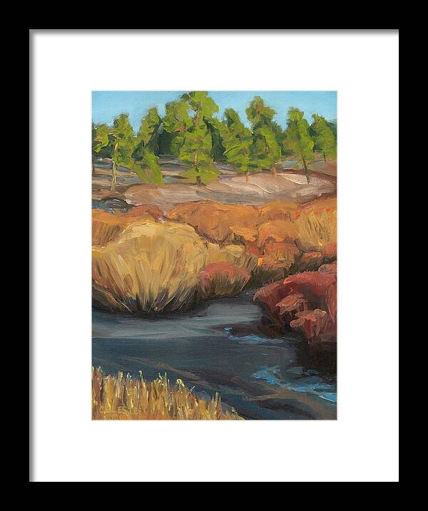 Ponderosa Framed Print featuring the painting Pagosa Pines in Autumn by Celeste Drewien