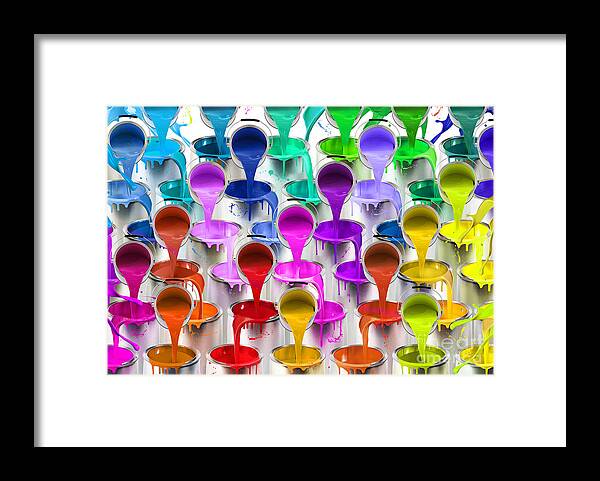 Colors Framed Print featuring the digital art Paint Bucket Waterfall by MGL Meiklejohn Graphics Licensing