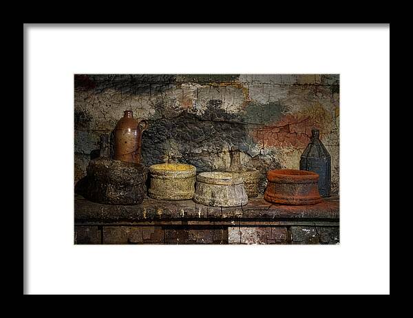 Vintage Framed Print featuring the photograph Paint Pots by Inge Riis McDonald