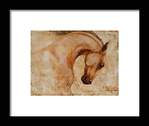 Horses Framed Print featuring the painting Painted Determination 1 by Jani Freimann