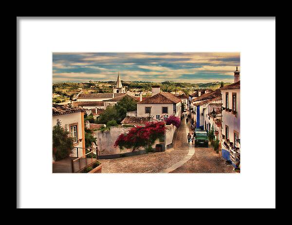 Little Town Framed Print featuring the photograph Painted postcard from Obidos by Aleksander Rotner