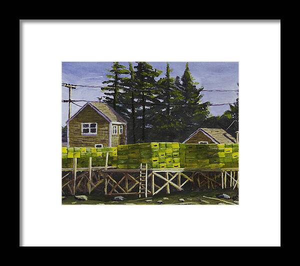 Maine Framed Print featuring the painting Lobster Traps in Port Clyde Maine by Keith Webber Jr