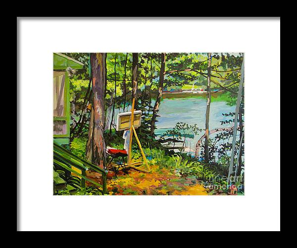 Cabin Framed Print featuring the painting Painting Site by William Bukowski