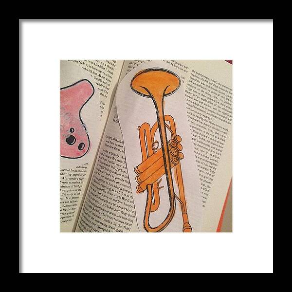 Fun Framed Print featuring the photograph #painting #trumpet #orange #instrument by Carlee Ortiz