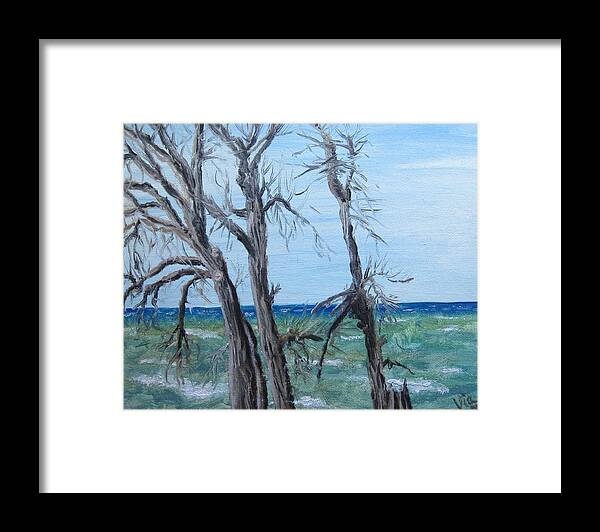 Lake Framed Print featuring the painting Painting - Waiting for Spring - Lake Ontario by Judy Via-Wolff