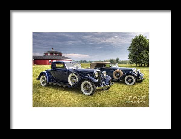 Old Cars Framed Print featuring the photograph Pair Of Lincolns by Timothy Hacker