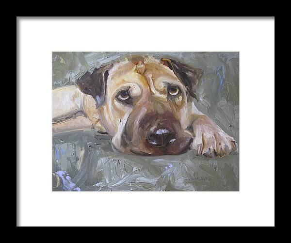 Pug Framed Print featuring the painting Paisley the Shar Pei by Vicki Ross