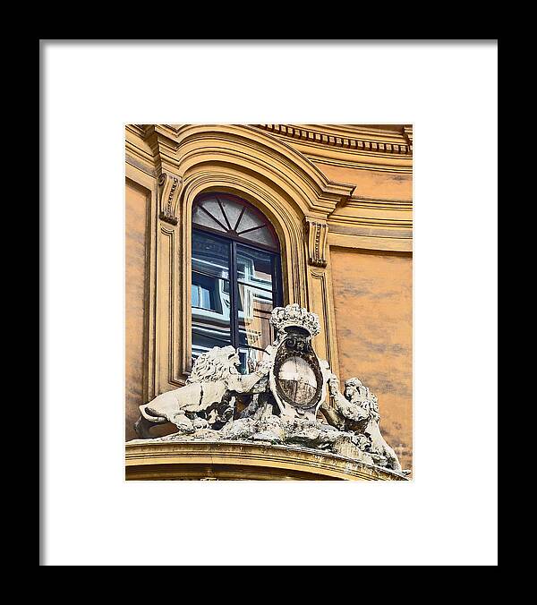 Palazzo Framed Print featuring the photograph Palazzo Lions by Cheryl Del Toro