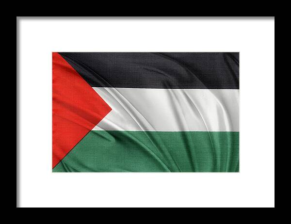 Abstract Framed Print featuring the photograph Palestine flag by Les Cunliffe