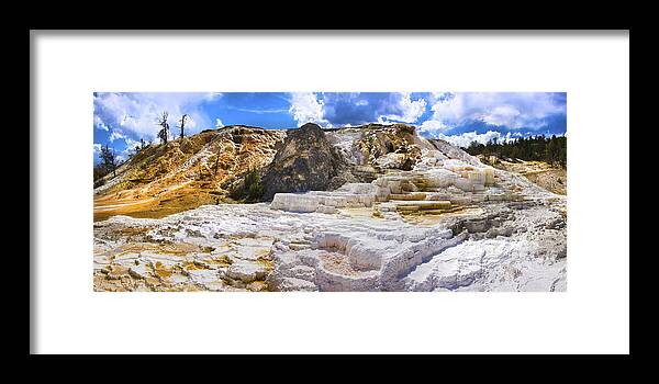 Palette Spring Terrace In Yellowstone National Park Wyoming Framed Print featuring the photograph Palette Spring Terrace Panorama - Yellowstone National Park Wyoming by Brian Harig