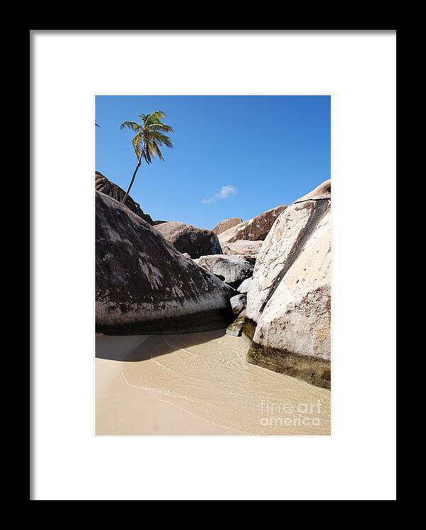 The Baths Framed Print featuring the photograph Palm at the Baths Virgin Islands by Robyn Saunders