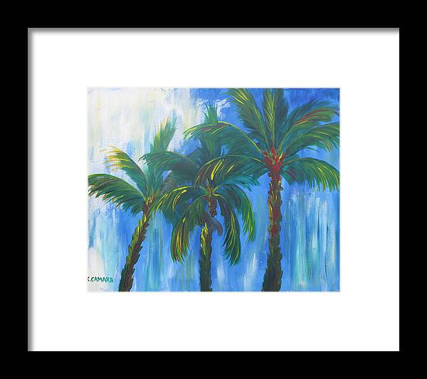 Acrylic Painting Framed Print featuring the painting Palm Trio by Kathie Camara