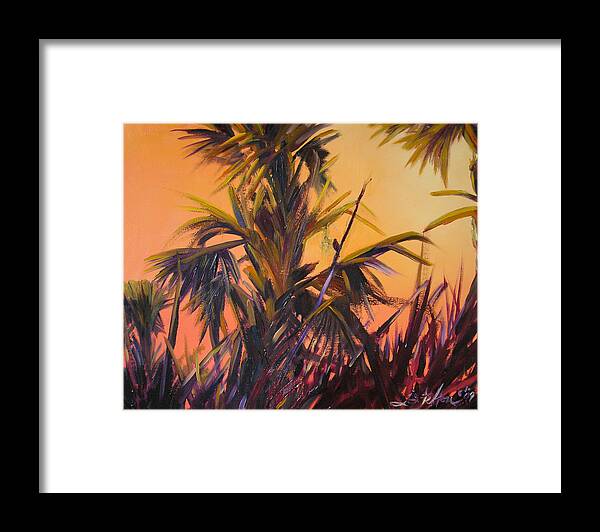 Impressionism Framed Print featuring the painting Palmettos at Dusk by Julianne Felton