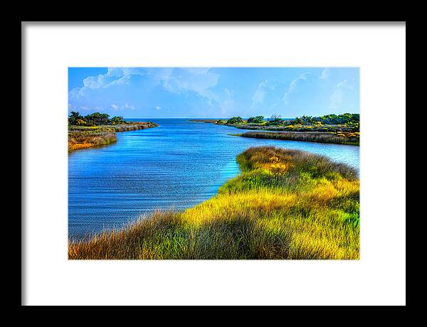 Ocracoke Island Framed Print featuring the photograph Pamlico Sound on Ocracoke Island Outer Banks by Dan Carmichael
