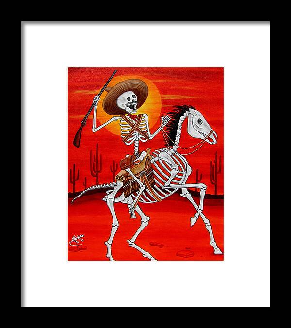 Pancho Villa & Horse Framed Print featuring the painting Pancho Villa by Evangelina Portillo